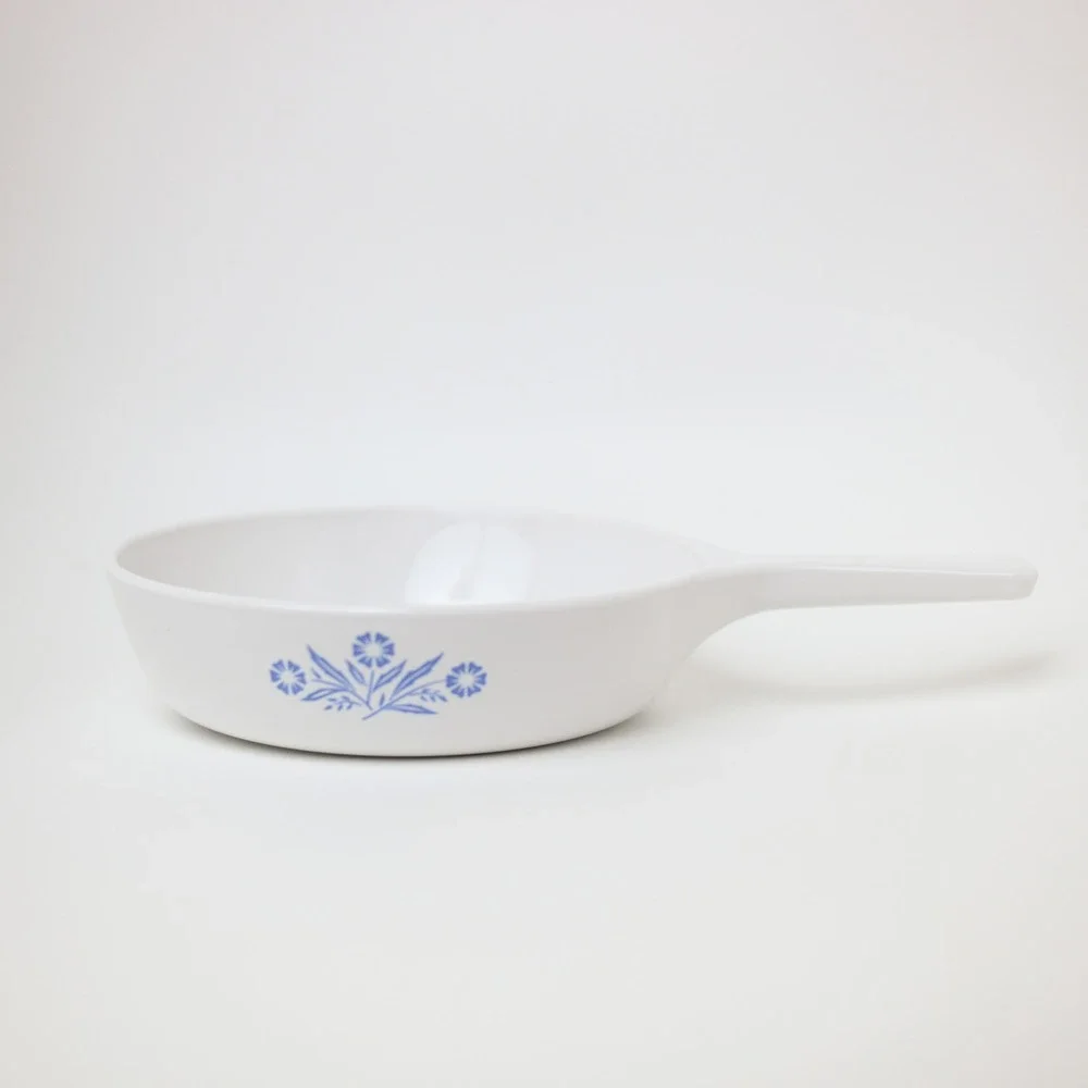 Vintage Corning Ware Skillet Blue Cornflower 6.5 Inch P-83-B White Floral Retro